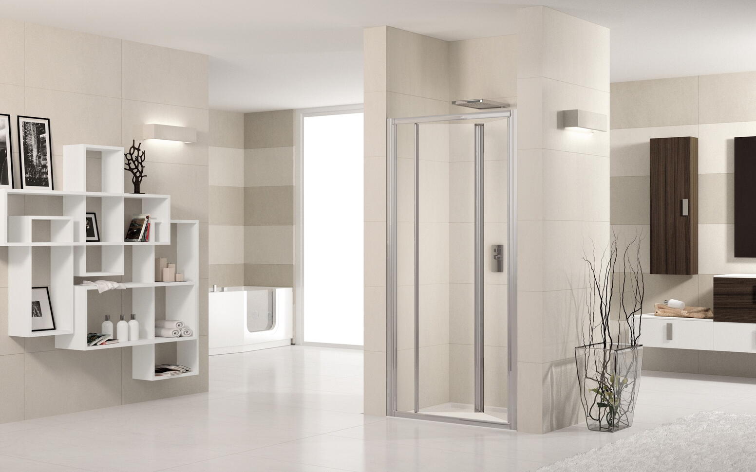LUNES-S - Porte pliante - Hauteur 190 cm - Ep.du verre : 4 mm - Réversible