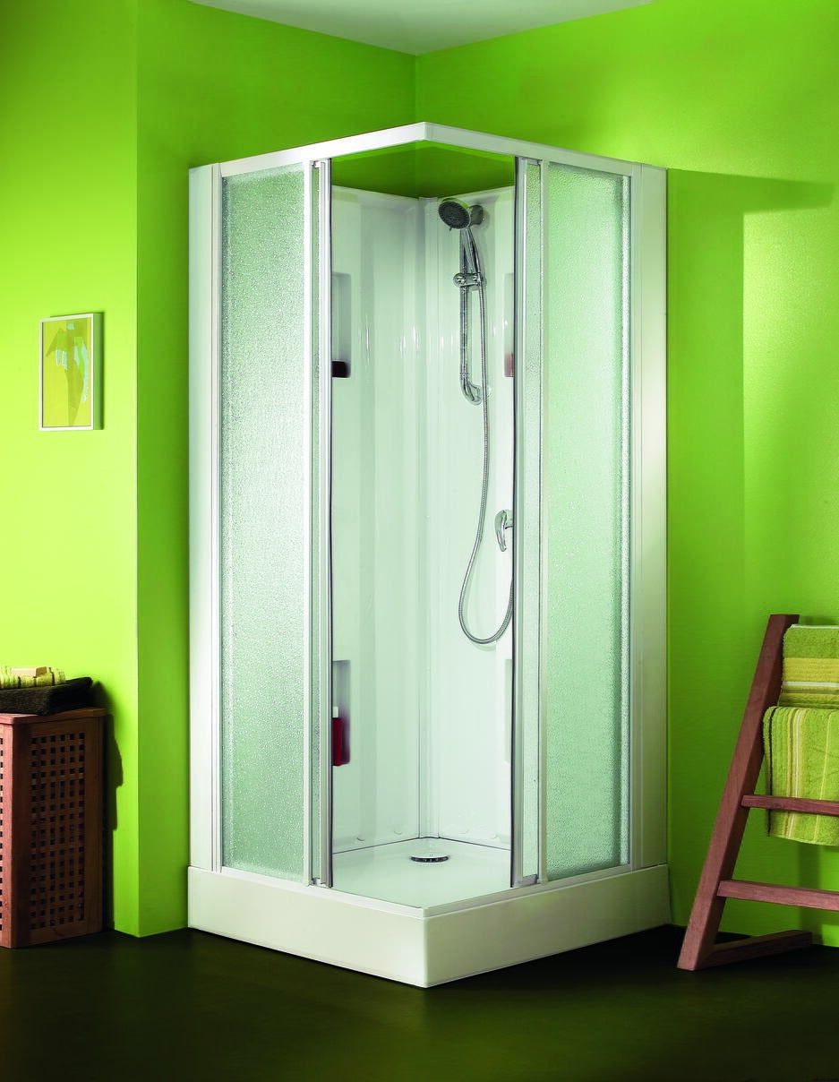 IZI BOX - Carré - Cabine d'angle avec portes coulissantes et profilés blanc