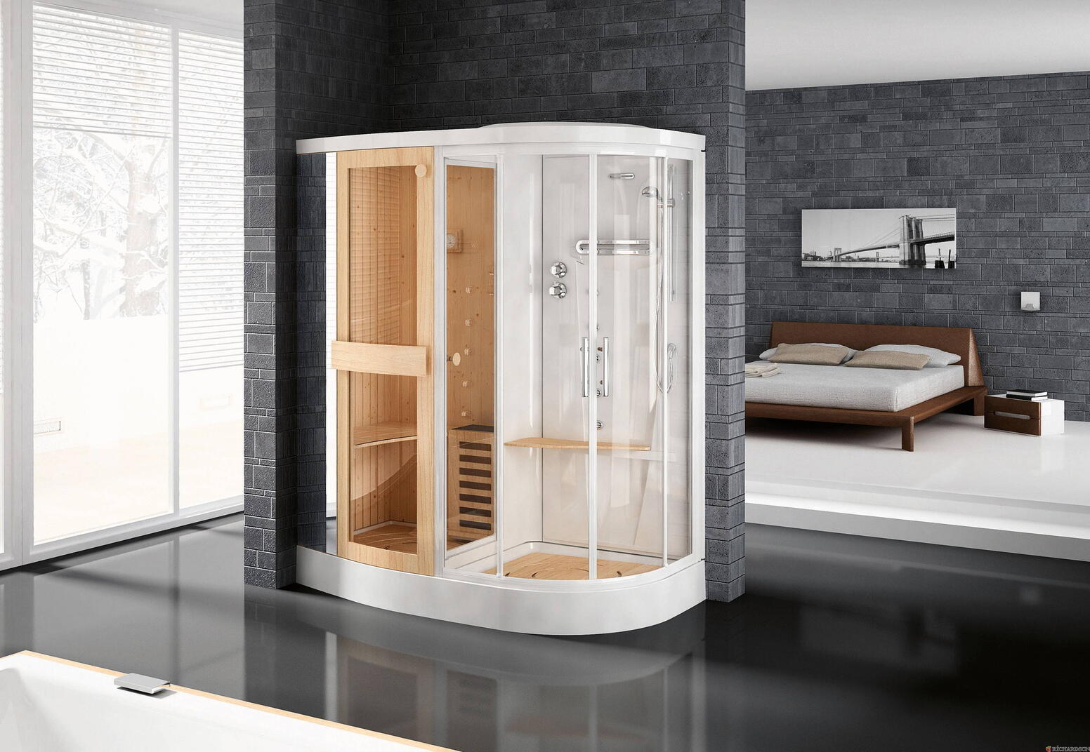STOCKOLM R180 - Cabine équipée avec sauna Finlandais
