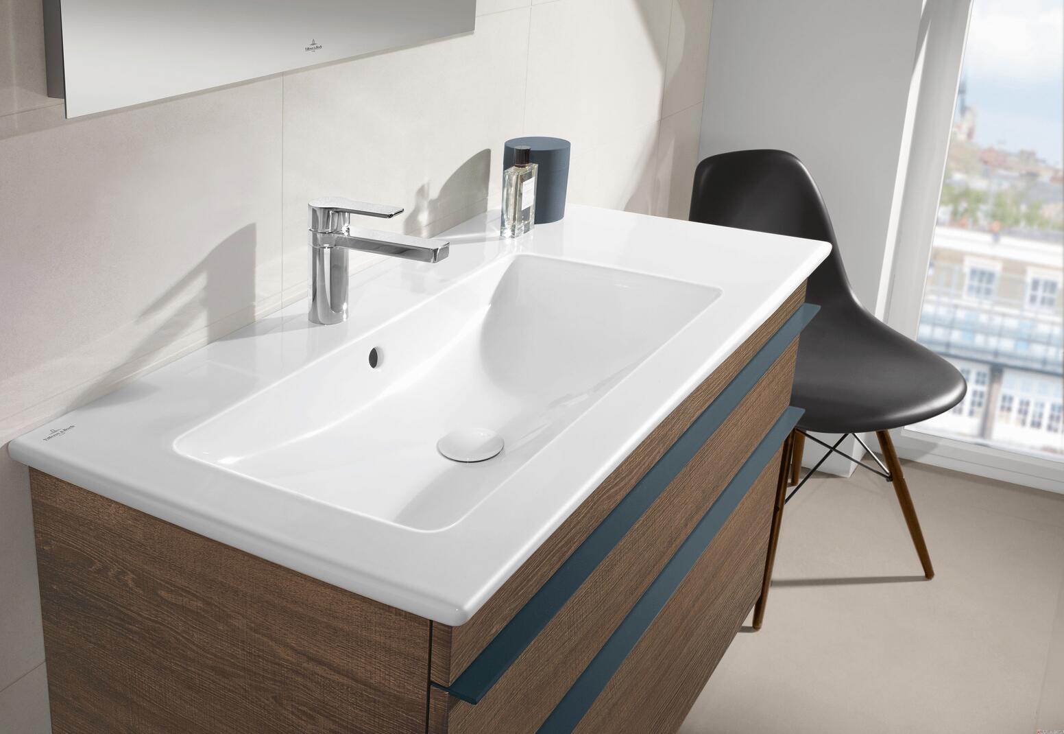 VENTICELLO - Plan de toilette asymétrique droit avec plage de dépose à droite ou à gauche
