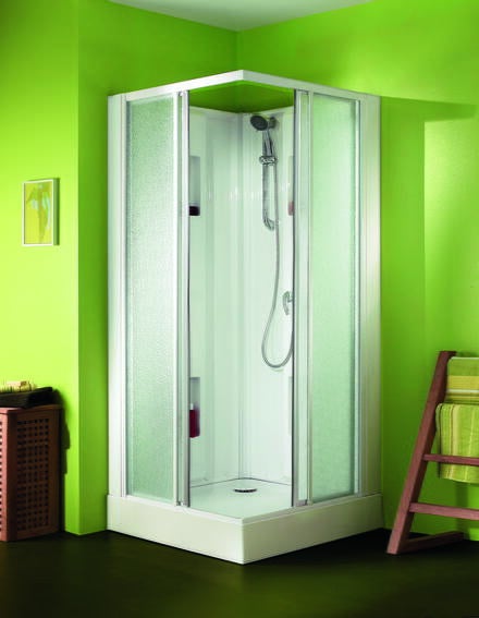 IZI BOX - Carré - Cabine d'angle avec portes coulissantes et profilés blanc