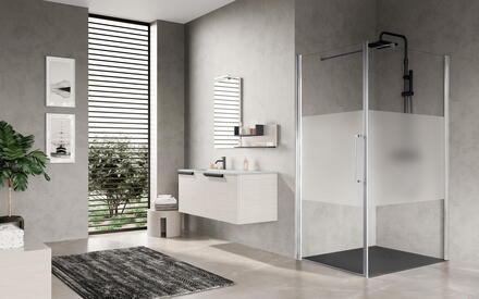 YOUNG PLUS G+F - Porte pivotante avec paroi fixe latérale - H 200 cm - Ep. du verre 6 mm
