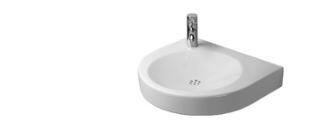 ARCHITEC - Lavabo H70 avec plage de robinetterie, 1 trou de robinetterie prépercé à gauche et 1 trou prépercé à droite pour distributeur de savon - Sans trop-plein