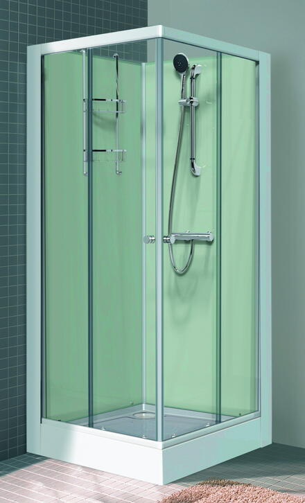 IZI GLASS - Carré - Cabine d'angle avec portes coulissantes et profilés blanc