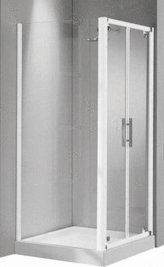 LUNES-F - Paroi fixe, pour pose avec une porte en angle - Hauteur 190 cm - ép. verre 4 mm