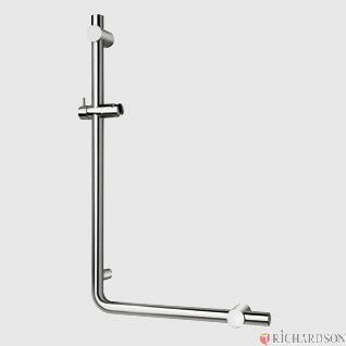 BARRE DE MAINTIEN - Barre équerre avec coulisseau support de douchette articulé porte-serviettes