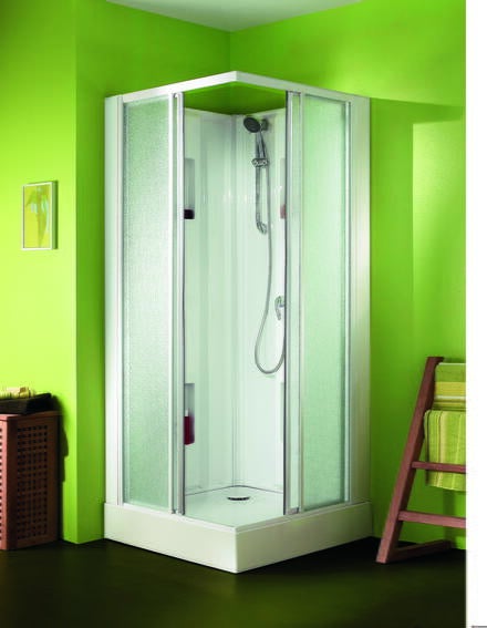 IZI BOX - Carré - Cabine d'angle avec portes coulissantes et profilés blanc
