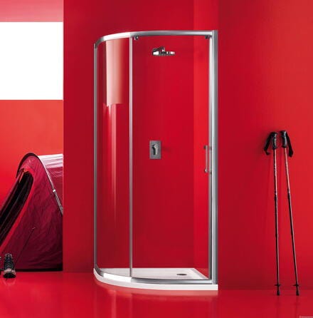 PRAIA 1000 - Paroi demi-ronde avec porte coulissante décrochable pour receveur ayant un rayon de 55 cm - Hauteur 195 cm - Ep. du verre : 6 mm