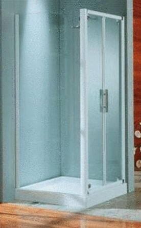LUNES-F - Paroi fixe, pour pose avec une porte en angle - Hauteur 190 cm - ép. verre 4 mm