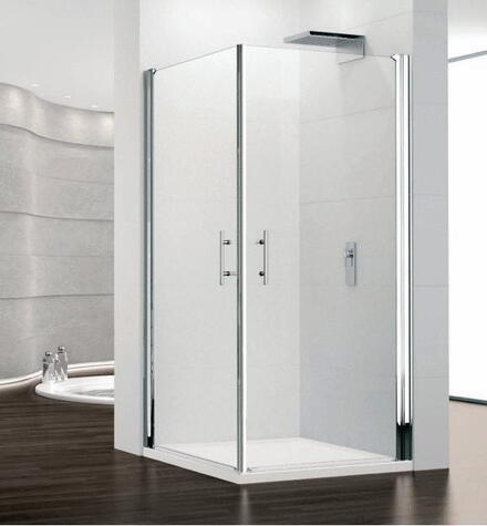 YOUNG G+F - Porte pivotante + paroi fixe en alignement - Hauteur 190 cm - Ep. du verre 6 mm