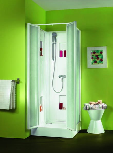 IZI BOX - Carré - Cabine d'angle avec portes battantes et profilés blanc