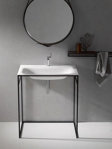 BETTELUX SHAPE - Plan de toilette acier vitrifié avec cadre noir mat