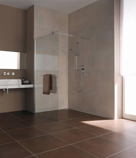 DIGA DI TWH - Paroi fixe avec porte-serviette intégré - Hauteur : 200 cm - Ep. du verre : 6 mm