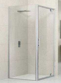 LUNES-F - Paroi fixe, pour pose avec une porte en angle - Hauteur 190 cm - ép. verre 4 mm