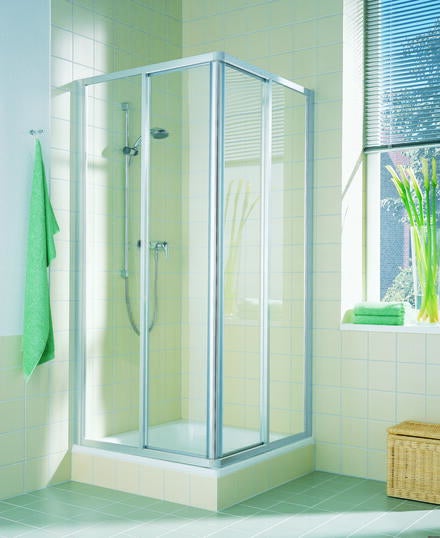 CADA - Demi angle à portillons coulissants et éléments fixes - Ep. du verre : 3 mm - Hauteur : 190 cm