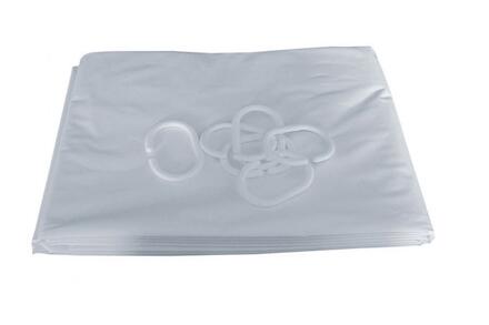 RIDEAU DE DOUCHE - PVC blanc - anneaux plastique