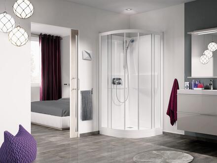 KINEPRIME - Cabine 1/4 de rond à porte pivotante ou coulissante