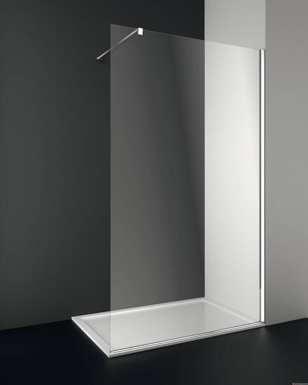 WALK IN - Paroi fixe avec bras de renfort (installation réversible) - Hauteur : 200 cm - Ep. du verre : 8 mm