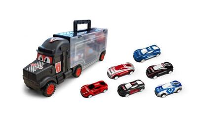 COFFRET POUR ENFANT - Camion avec 6 voitures, 7 pièces
